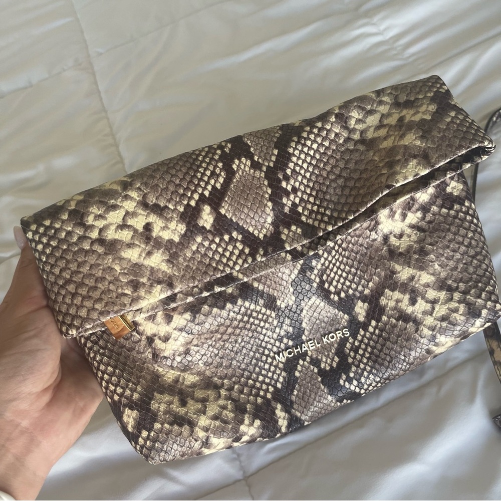 Michael Kors Leather Clutch with Shoulder Strap